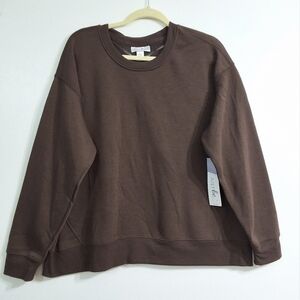 2XL Women's Brown Fleece Crewneck Sweatshirt, New With Tag